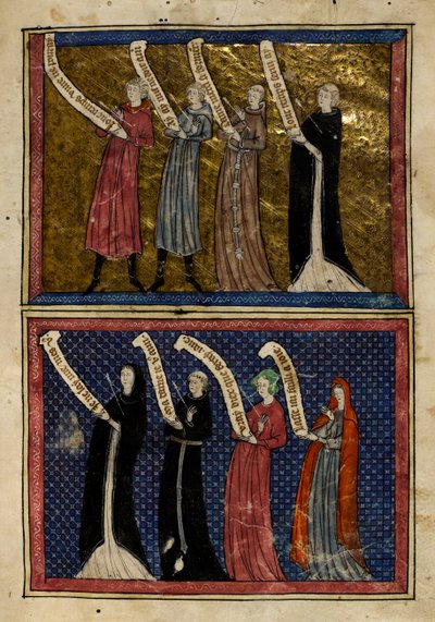 Rakkauden jumalan haavoittama miehet ja naiset Le Roman de la Rosesta af Unknown artist