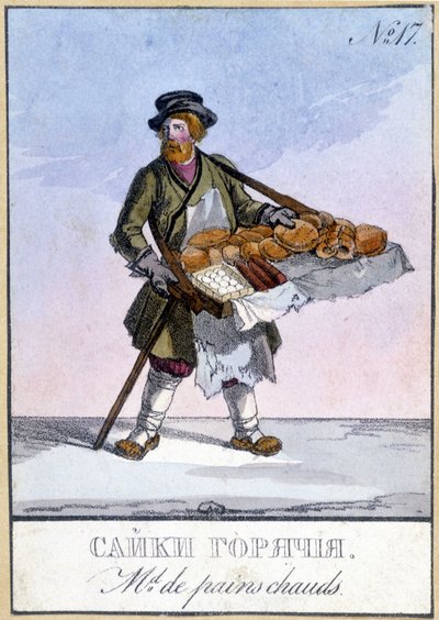 Købmand af varmt brød i Rusland i det 19. århundrede. af Unknown artist