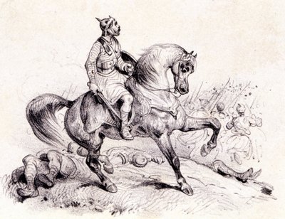 Merovée slår hunnerne. af Unknown artist