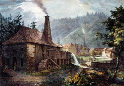 Metallurgi: Udsigt over Framonts smedjer. Litografi omkring 1850. Nancy, historisk museum Lorraine af Unknown artist