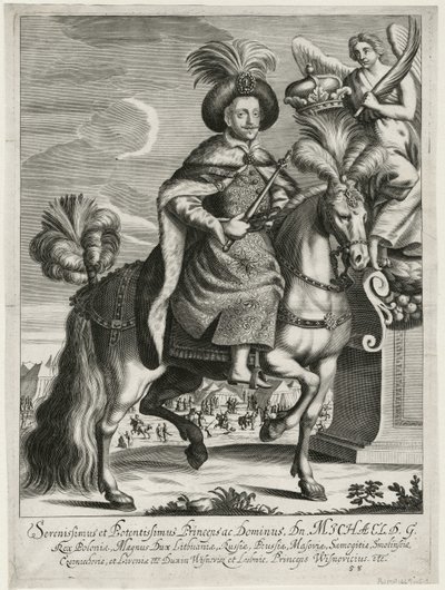 Michal Korybut Wisniowiecki (1640-1673), konge af Polen og storhertug af Litauen - Anonym - ca. 1670 - Kobberstik - 36,5x27,2 - Privat Samling af Unknown artist