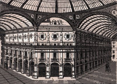 Milano, Italien: udsigt over galleriet Victor Emmanuel (Victor Emmanuel Arcade). i "" Verden illustrerer 168 visninger"" Udateret (slutningen af 1800-tallet) af Unknown artist