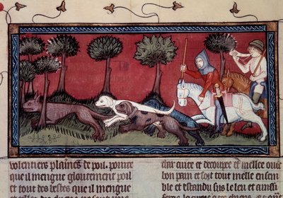 Miniature rævejagt fra manuskript fr. 1297 "" bog af Kong Modus og Dronning Ratio" af Henri de Ferrieres (14. århundrede) af Unknown artist