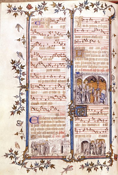 Missal of Saint Denis, ca. 1350. Miniature forestillende Clotaire (Clothaire) og Dagobert. af Unknown artist