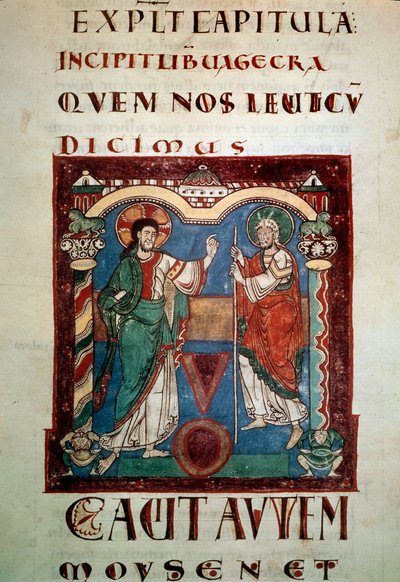 Måned før Gud. Oplyst side fra tropairen i Saint Martial de Limoges. Debut af det 11. århundredes Paris, B.N. af Unknown artist