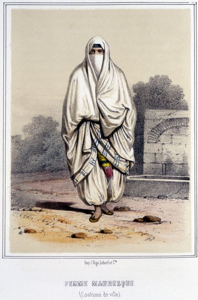 Moorish Woman i by kostume i Alger i løbet af anden halvdel af det 19. århundrede. af Unknown artist
