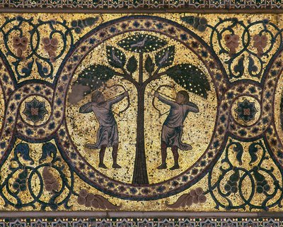 Mosaik af den kongelige jagt (nærbillede), Fontænerummet, 1165-67 af Unknown