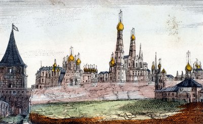 Moskva, Kreml. 1800-tals gravering. af Unknown artist