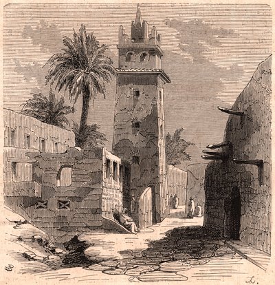 Moske i den gamle Biskra (Biskra) i Algeriet i 1866 af Unknown