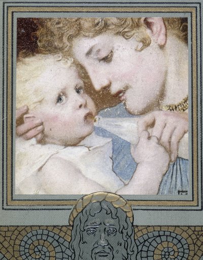 Mor giver flasken til sit barn - 1800-tallet af Unknown artist