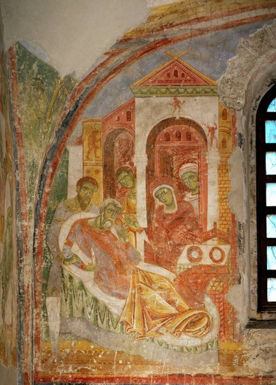 Vægmalerier i kirken i benediktinerklosteret i Lambach, Oberösterreich (fresko) af Unknown artist