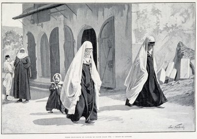 muslimske kvinder i Bosnien. I Tour du monde 1/1896. af Unknown artist