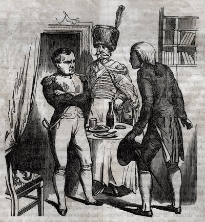 Napoleon I i nærværelse af Jean Nicolas Corvisart (1755-1821) læge engelsk gravering i "La Sante Universelle - Guide Medical des Families"" 1852 af Unknown artist