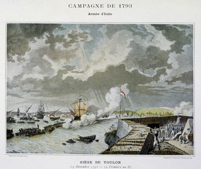 Søslag: Belejring af Toulon i 1793 - i "" Napoleons søslag"" af Unknown artist
