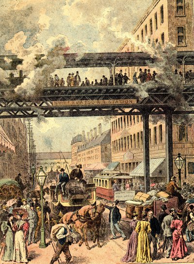 New York Street. I "Jordens folk" 1890. af Unknown artist