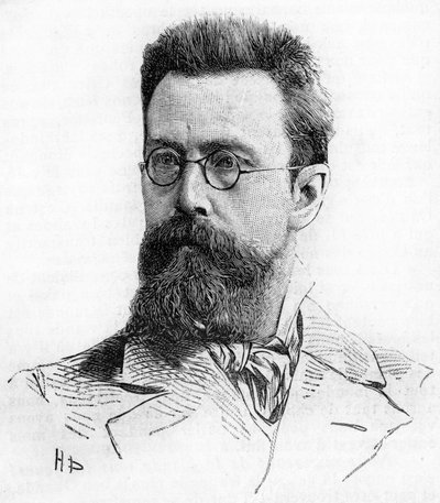 Nicholas (Nikolai) Rimski Korsakov (Rimsky-Korsakov) (1844-1908), russisk komponist. Stik fra 1889. af Unknown artist