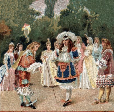 Nicolas Fouquet (1615-1680) modtog Ludvig XIV kendt som Le Roi-Soleil (Kong Soleil eller Ludvig den Store af Unknown artist