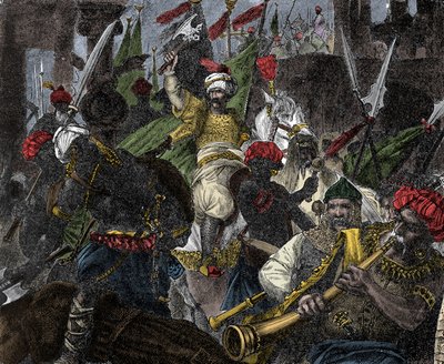 Den 29. maj 1453 stormede Konstantinopel af Muhammad II, sultan af Osmannerriget - Erobring af Konstantinopel: hæren af den osmanniske sultan Mehmet II (Mehmed II Erobreren eller Muhammad II Fatih) (1430-1481) belejrede byen i Konstantinopel 1 af Unknown artist