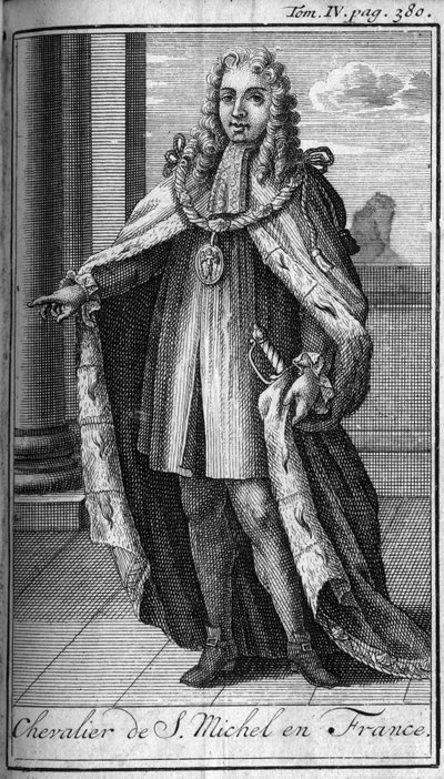 Ridderordener Chevalier de Saint Michel i Frankrig i det 15. århundrede. I "" Historien om militære ordener eller riddere, af seculieres og regulære militser af begge køn, som er blevet etableret indtil videre. Udgave taget fra Abbe Giustiniani, R.P.Bonan af Unknown artist