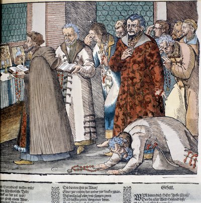 Orthodoxe Messe in Russland. Gravur von Unknown artist