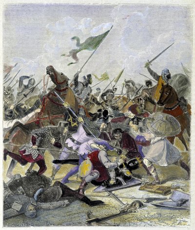 Othon 1er (912-973) overrasket af oprørerne i Rom - i "Histoire des popes"", af Maurice Lachatre af Unknown artist