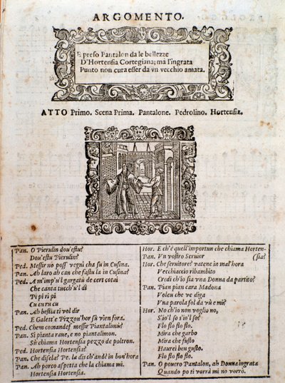 Side fra Amfiparnaso madrigalkomedie af Orazio Vecchi af Unknown artist