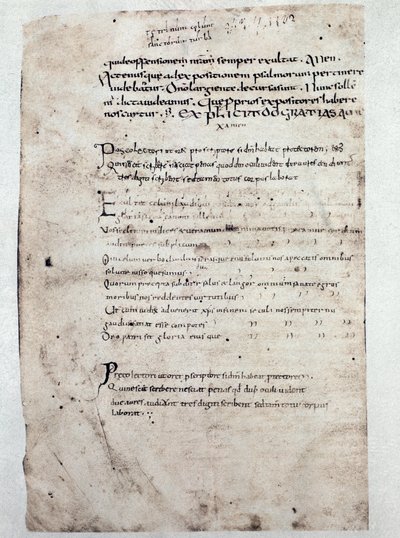 Side med kommentarer til salmerne af Cassiodore (manuskript, 9. århundrede) af Unknown artist