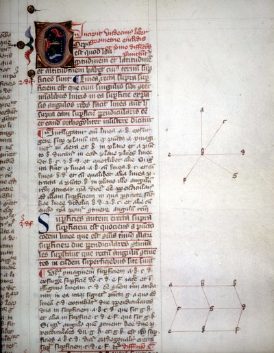Side af et manuskript af ""The Elements of Geometry"" af Euclid, matematiker fra det 3. århundrede f.Kr. ¿ af Unknown artist