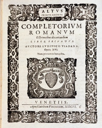 Side med partitur af Psalms (op 16) af Ludovico Viadana af Unknown artist