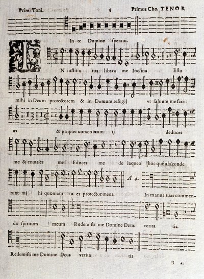 Side med partitur af Psalms (op 16) af Ludovico Viadana af Unknown artist