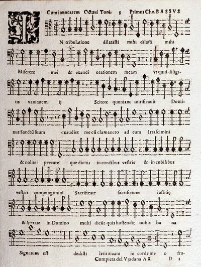 Side med partitur af Psalms (op 16) af Ludovico Viadana af Unknown artist