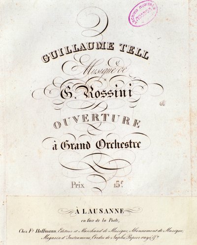 Side med partitur til ouverturen af William Tell, opera af Gioacchino Rossini af Unknown artist
