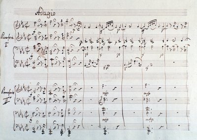 Side af symfonien reduceret til to klaverer og otte hænder af Die Zauberflote, opera af Mozart, Lichtenthal-version (1800-tallet) af Unknown artist