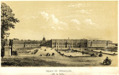 Slottet i Versailles, udsigt til haven i 1857. af Unknown artist
