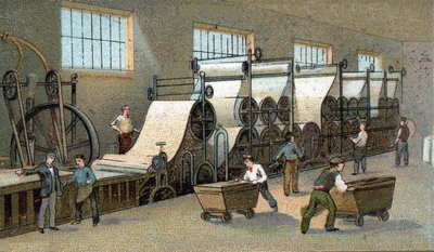 Papirproduktion i det 19. århundrede i Frankrig. Kromolitografi fra slutningen af det 19. århundrede af Unknown artist