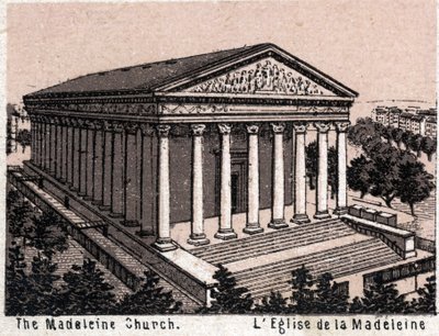 Paris, Frankrig: udsigt over Madeleine-kirken. i "" Verden illustrerer 168 visninger"" Udateret (slutningen af 1800-tallet) af Unknown artist
