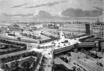 Paris, Europas nye sted på de vestlige jernbaner. 1868. Stik af 1800-tallet. af Unknown artist