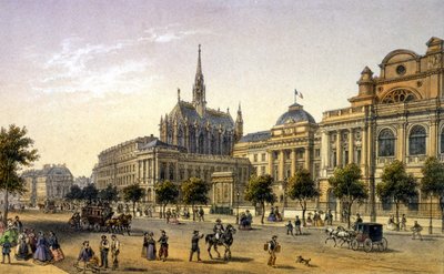 Paris: udsigt over Palais de Justice, gravering af 1. halvdel af 1800-tallet. af Unknown artist