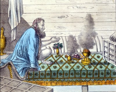 Parsis (efterkommere af zoroastrierne i Persien, der emigrerede til Indien fra det 8. århundrede) i tilbedelse af ild. af Unknown artist