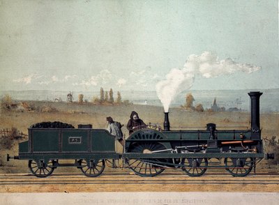 Passagerlokomotiv og kulvogn fra Strasbourg Railway (Crampton-systemet) af Unknown artist