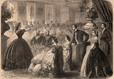 Pauline Viardot-Garcia (Viardot Garcia) (1821-1910), fransk sangerinde ved velgørenhedsfesten givet af Maconnique Lodge "La perseverante friendship" i Grand Orient of Paris. Indgravering I "" Le Monde illustrious"" fra 1862. Privat samling. af Unknown artist