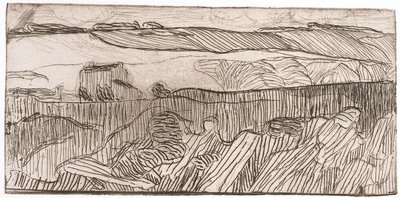 Stribet landskab (ætsning) af Unknown artist