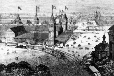 Pennsylvania Railway Station i Philadelphia - gravering, slutningen af det 19. århundrede af Unknown artist