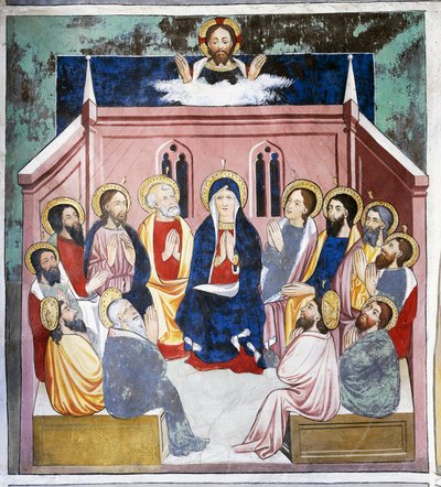 Pinse, Kristi liv (1400-tallet), fresker, St. Sebastian-kapellet, Villard-de-Lans, Rhone-Alpes, Frankrig. af Unknown artist