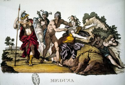 Perseus og Medusa, en af ​​de tre Gorgoner - i Mythological Dictionary af Unknown artist