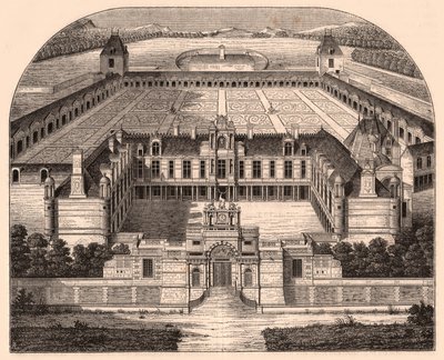 Perspektiv udsigt over Chateau dAnet (Eure-et-Loir, Frankrig), renæssancetiden af Unknown