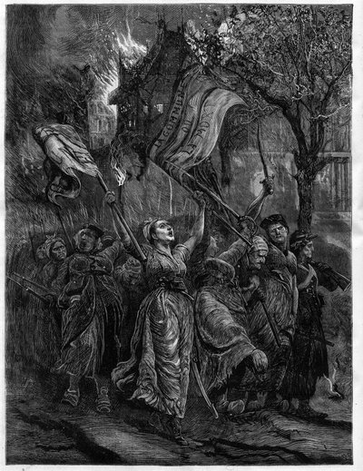 Petroleumsmaskiner, der rejser gennem gaderne i Paris - La Commune af Unknown artist