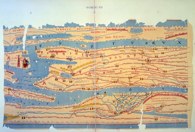 Peutinger bord, der repræsenterer de romerske måder i Egypten og Tyrkiet. Vejkort over det 13. århundrede baseret på et kort over Romerriget i det 3. århundrede. Paris, BN. af Unknown artist