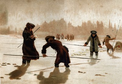 Pierre Louis Moreau de Maupertuis (1698 - 1759), fransk landmåler og matematiker, der arbejder på at måle den terrestriske meridian i Lapland. af Unknown artist