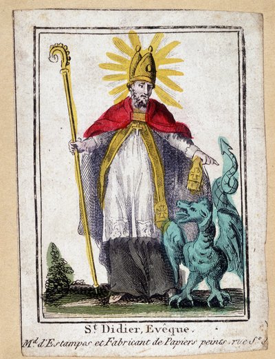 Fromme billede, der forestiller Saint Didier Eveque (med drage) - Frankrig 19. af Unknown artist